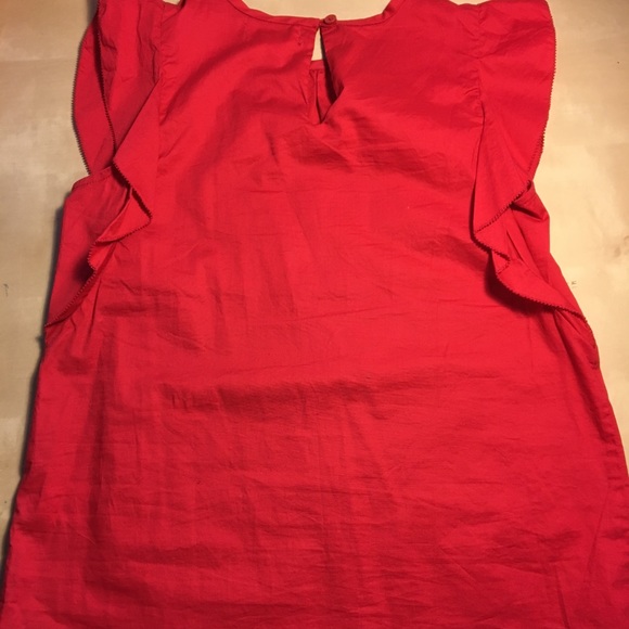 Red Kate spade shirt with ruffles on the side - Picture 3 of 3